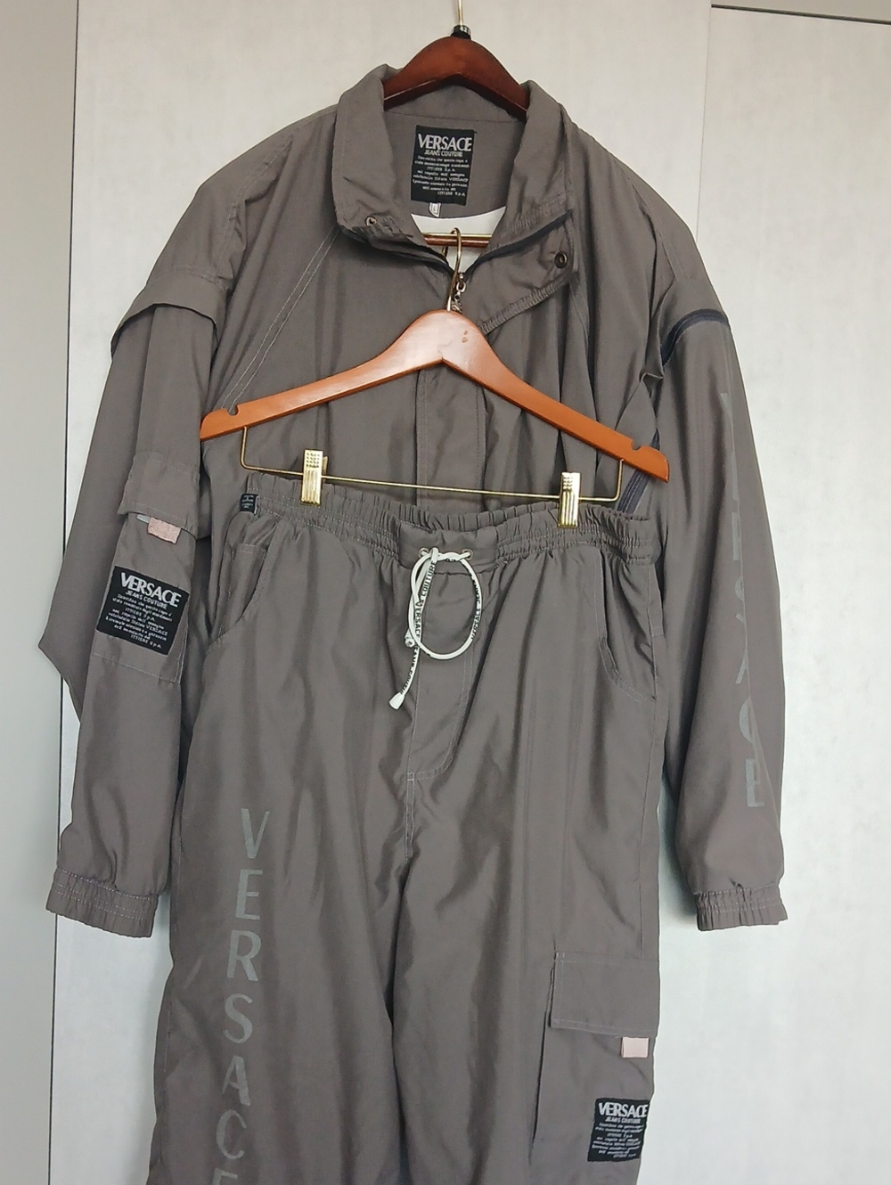 Versace Men's Windbreaker Jacket and Cargo Pants Set - Gray - Picture 14 of 16